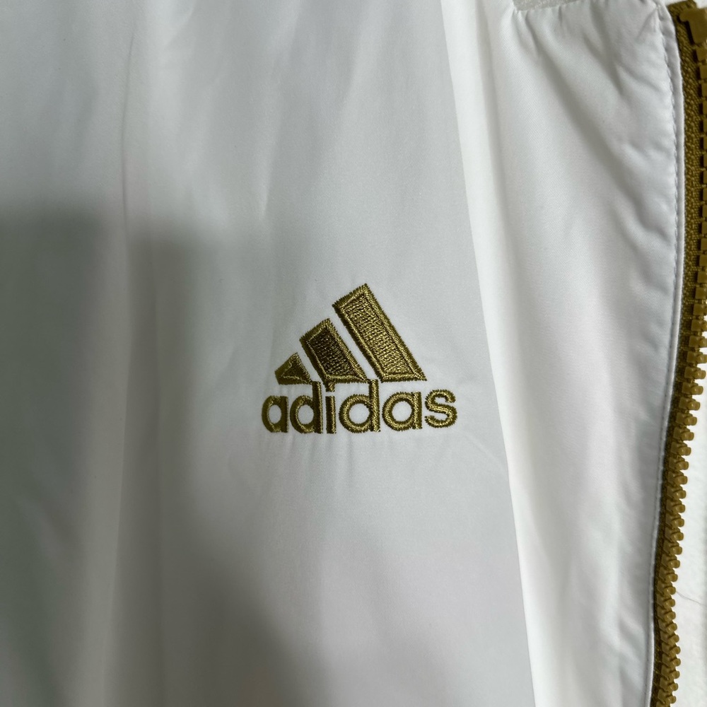 Real Madrid Club Adidas Men's White and Gold Bomber Jacket - Picture 3 of 9
